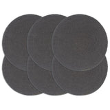 Vidaxl -Placemats 6 Sts rund 38 cm Baumwollschaltkräfte dunkelgrau