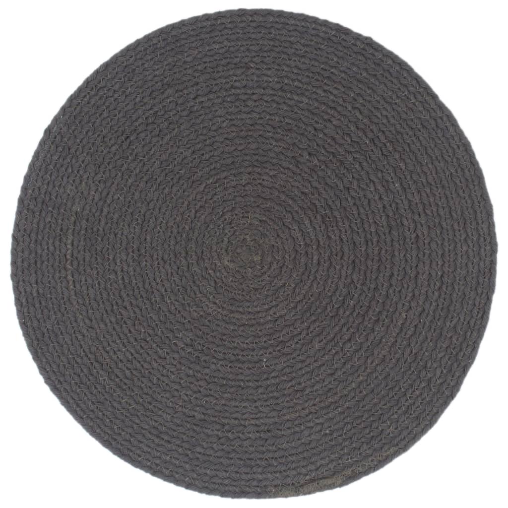 Vidaxl Placemats 6 sts Round 38 cm cotton plain dark gray