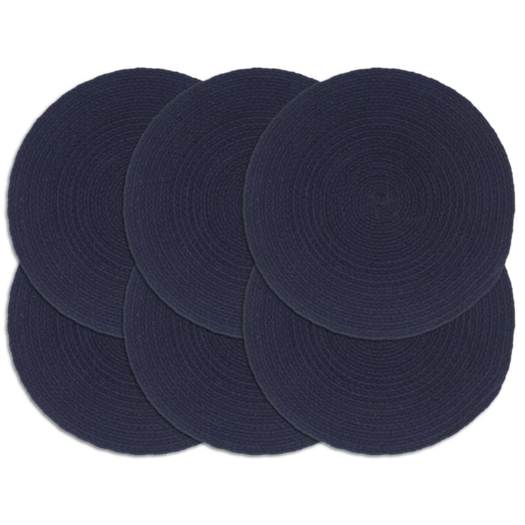 Vidaxl Pochemats 6 STS round 38 cm Cotton semplice blu navy