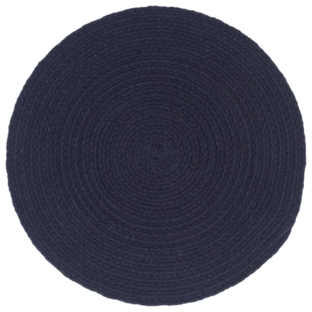 Vidaxl Placemats 6 STS kolo 38 cm Cotton Plain Navy Blue