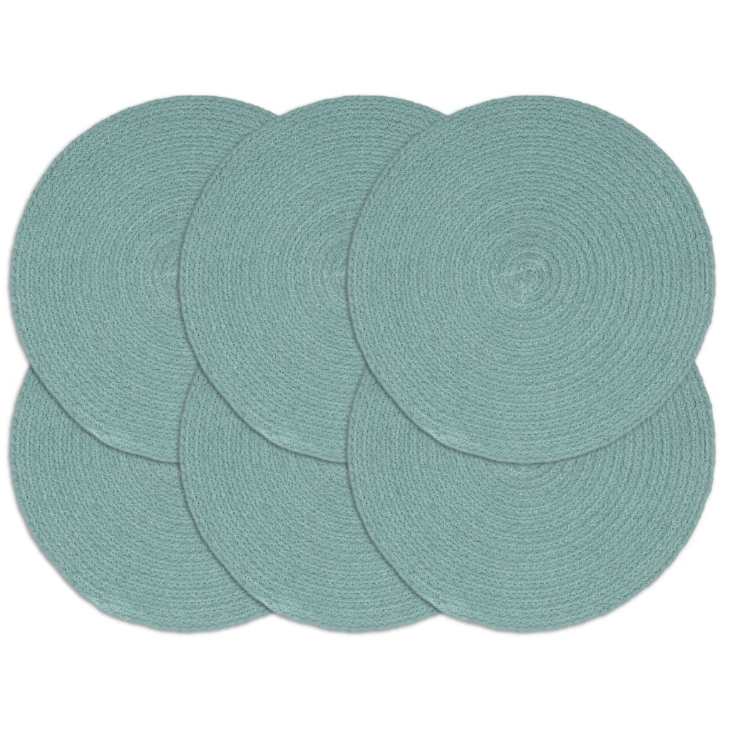 VidaXL Tischsets 6 Stück rund 38 cm Baumwolle einfarbig grün