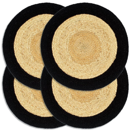 VIDAXL -Taschen 4 ST 38 cm Jute und Baumwolle Natural und Schwarz