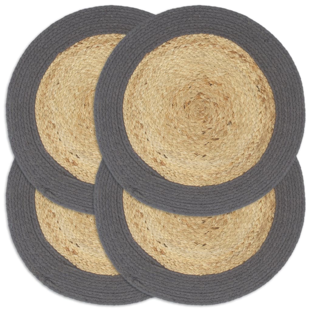 Vidaxl Placemats 4 St 38 cm jute og bomull selvfølgelig og antracitt