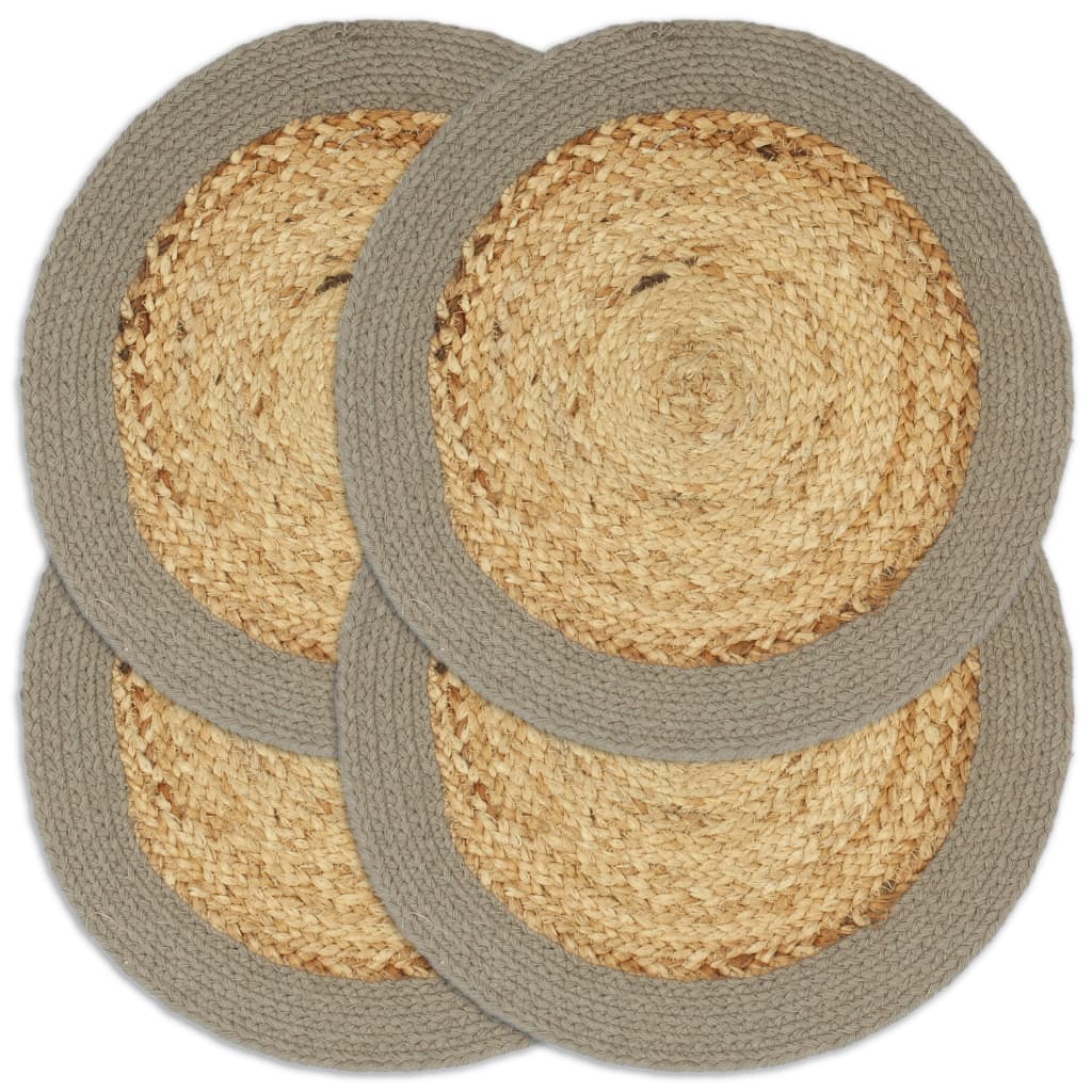 VIDAXL PLAGLEMATS 4 ST 38 CM INCITURA E COTTON NATURALI E GRIGI