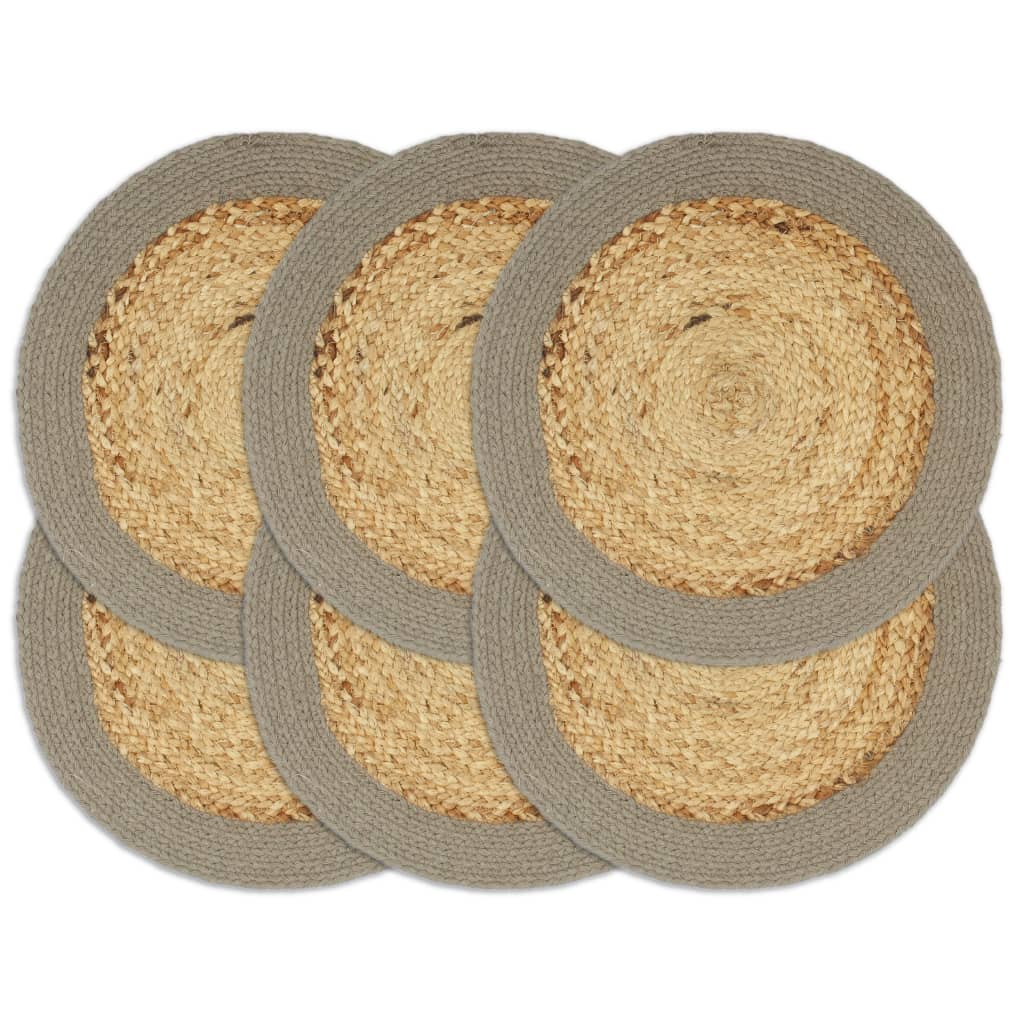 Vidaxx Tischsets 6 Stück 38 cm Jute und Baumwolle natur und grau