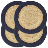 VidaXL Tischsets 4 Stück 38 cm Jute und Baumwolle natur und marineblau