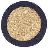 Vidaxl Placemats 6 st 38 cm jute and cotton of course and navy blue