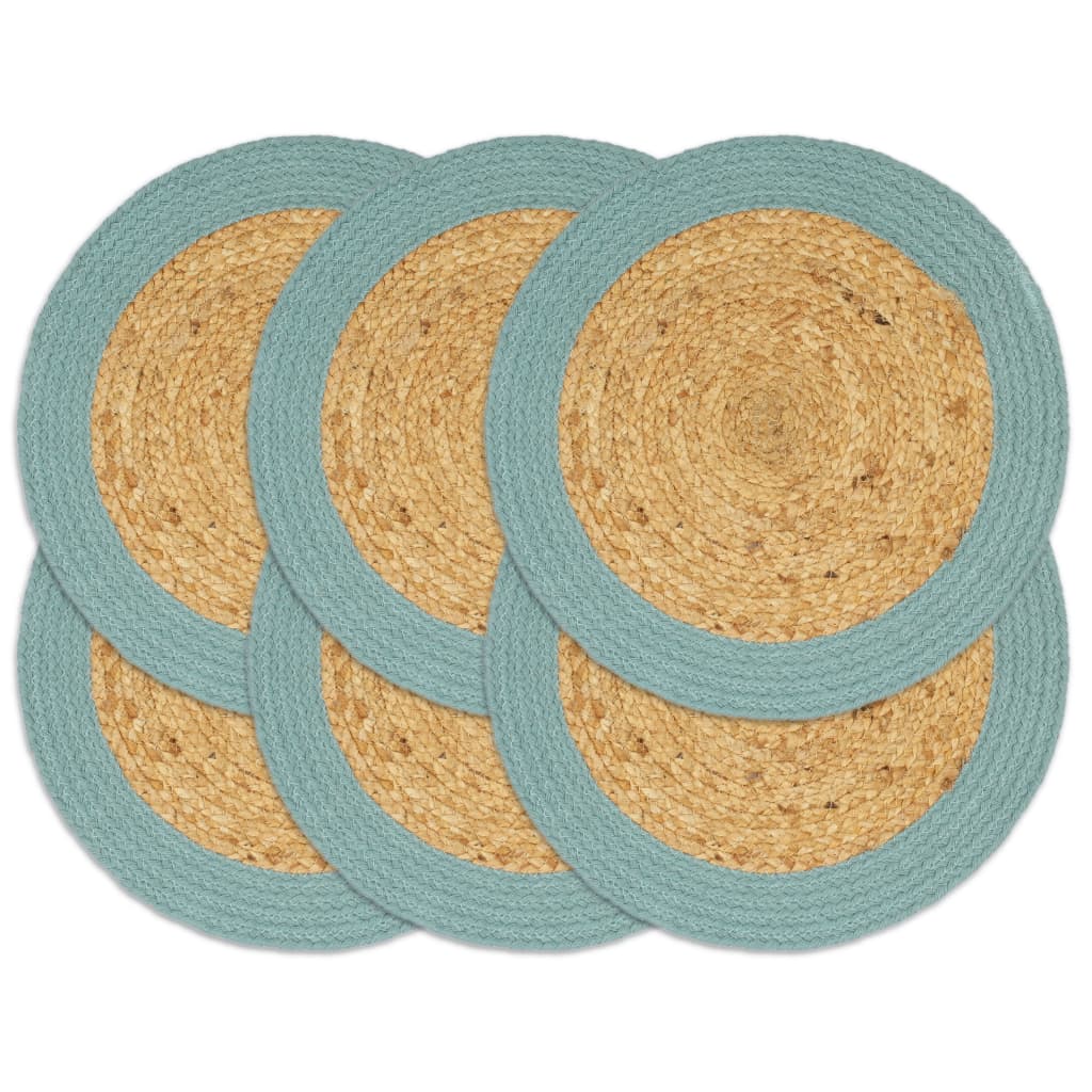 Vidaxl Placemats 6 st 38 cm jute and cotton of course and green