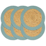 Vidaxl Placemats 6 st 38 cm jute and cotton of course and green