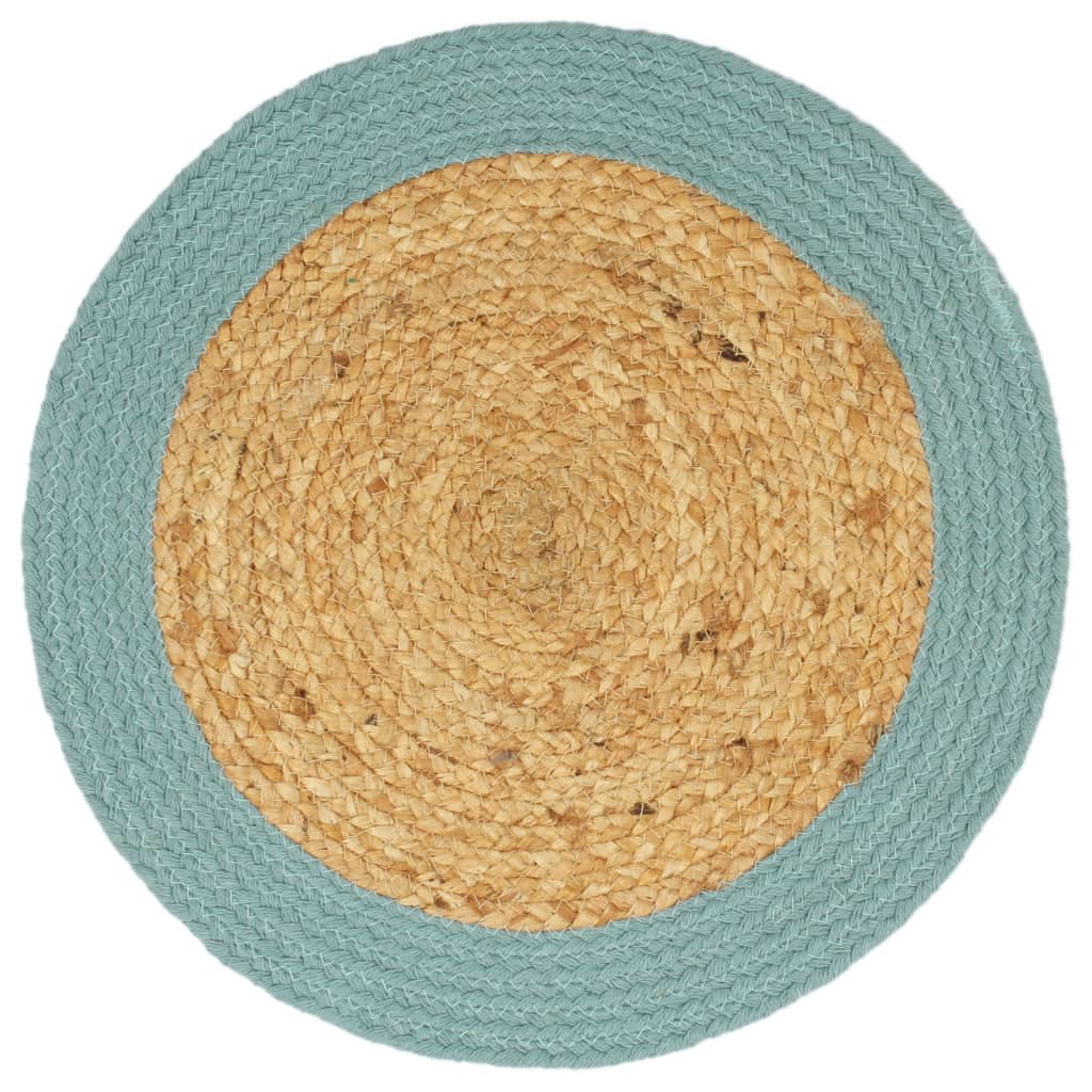 Vidaxl Placemats 6 st 38 cm jute and cotton of course and green