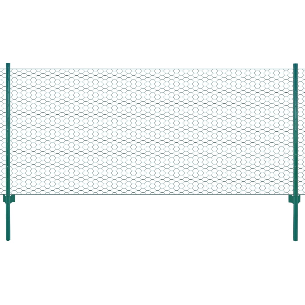 Vidaxl Fet Fet avec poteaux 25x0,5 m en acier vert