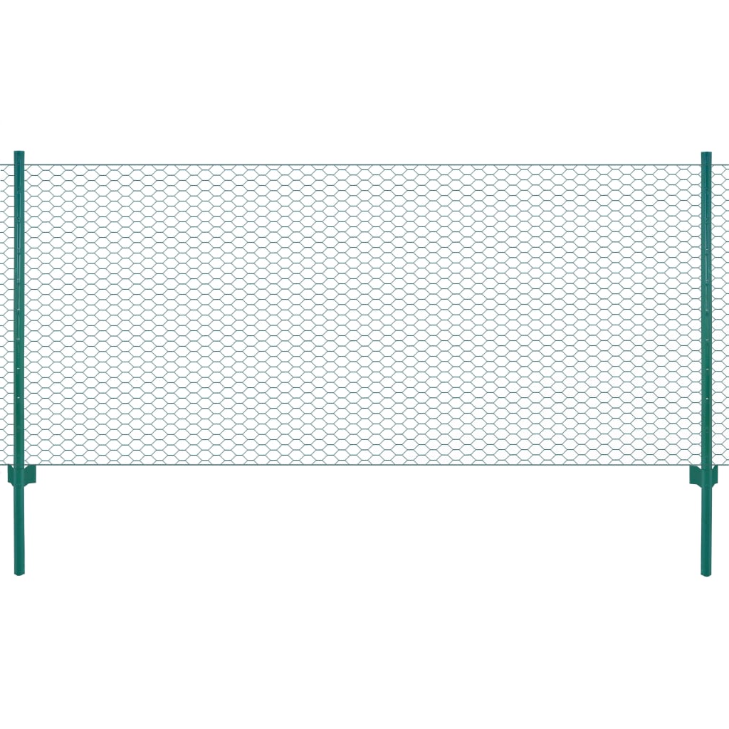 Vidaxl wire mesh fet with posts 25x0.75 m steel green