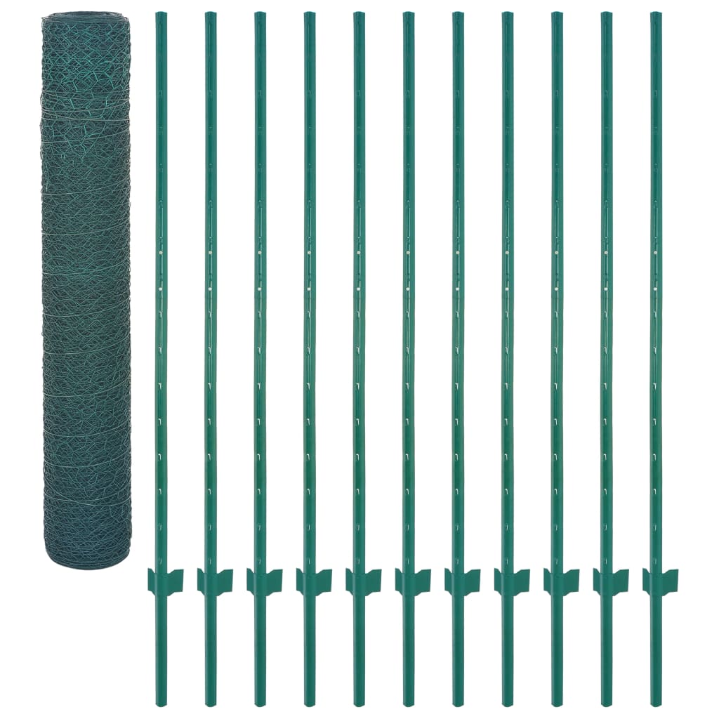 Vidaxl Wire Mesh FET con pali 25x1,5 m in acciaio verde