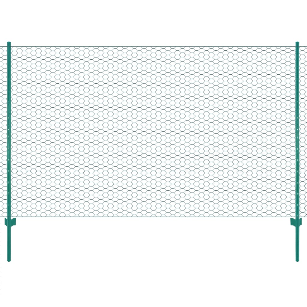 Vidaxl Wire Mesh FET con pali 25x2 m in acciaio verde