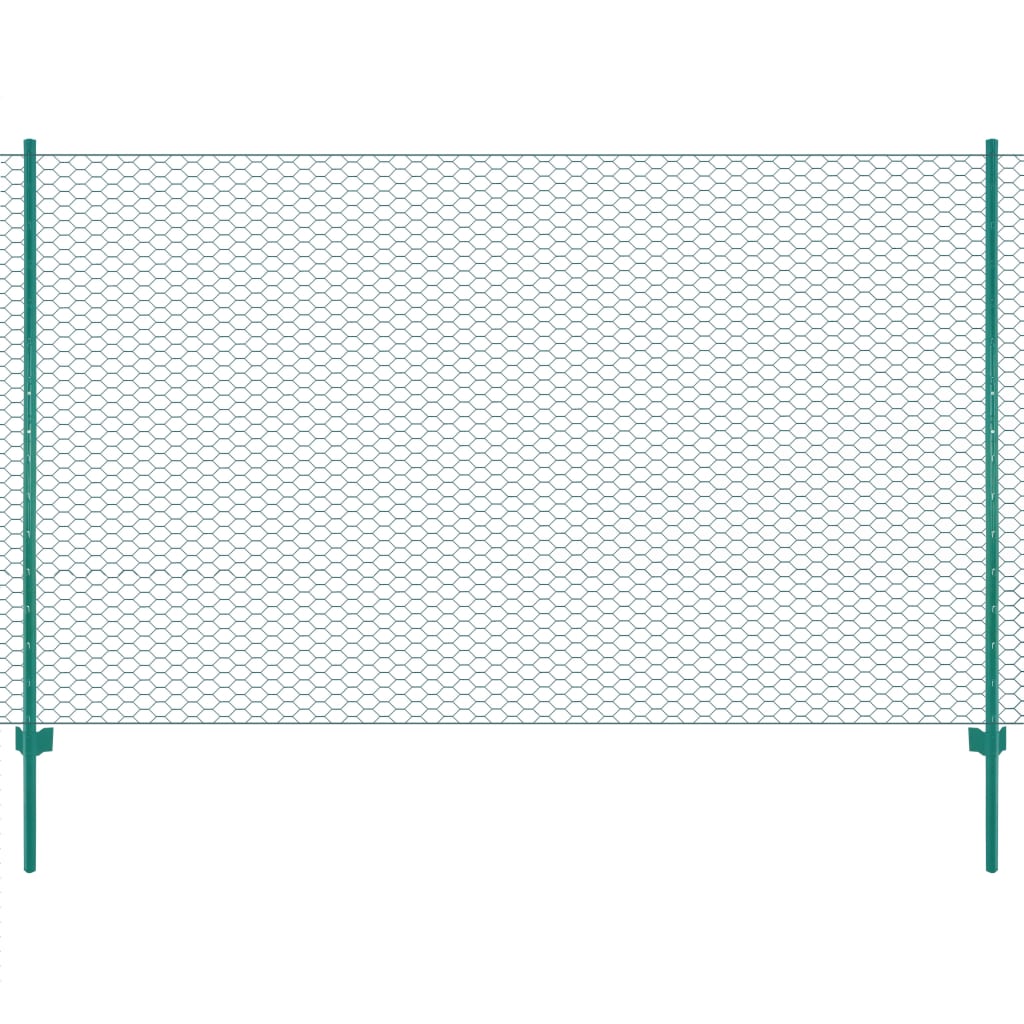 Vidaxl Wire Mesh Fet med stolper 25x2 m stålgrøn