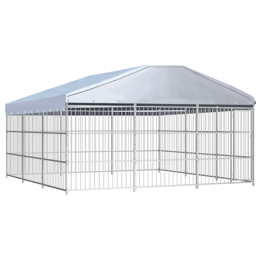 Perrera de perros de Vidaxl para el exterior con techo 450x450x200 cm