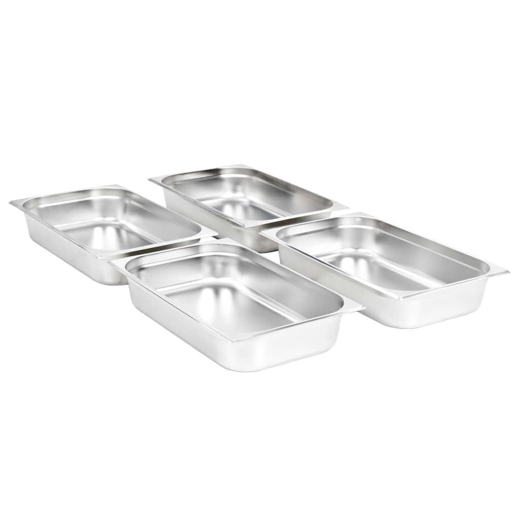 Vidaxl gastronombakken 4 pcs gn 1 1 100 mm nerjavno jeklo