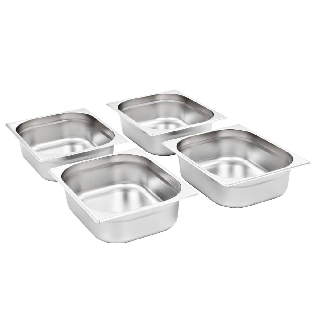 Vidaxl gastronormbakken 4 pcs gn 1 2 100 mm en acier inoxydable