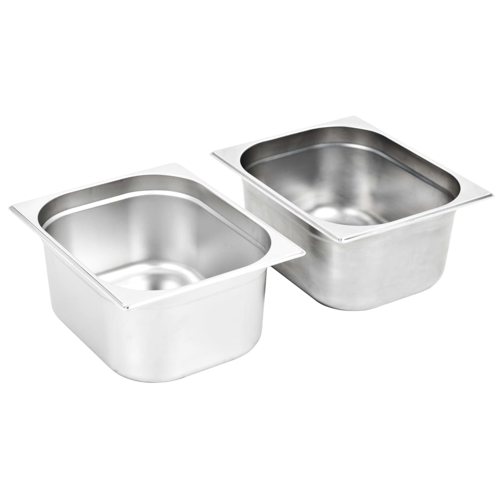 Vidaxl Gastronormbakken 2 PC GN 1 2 150 mm rustfritt stål