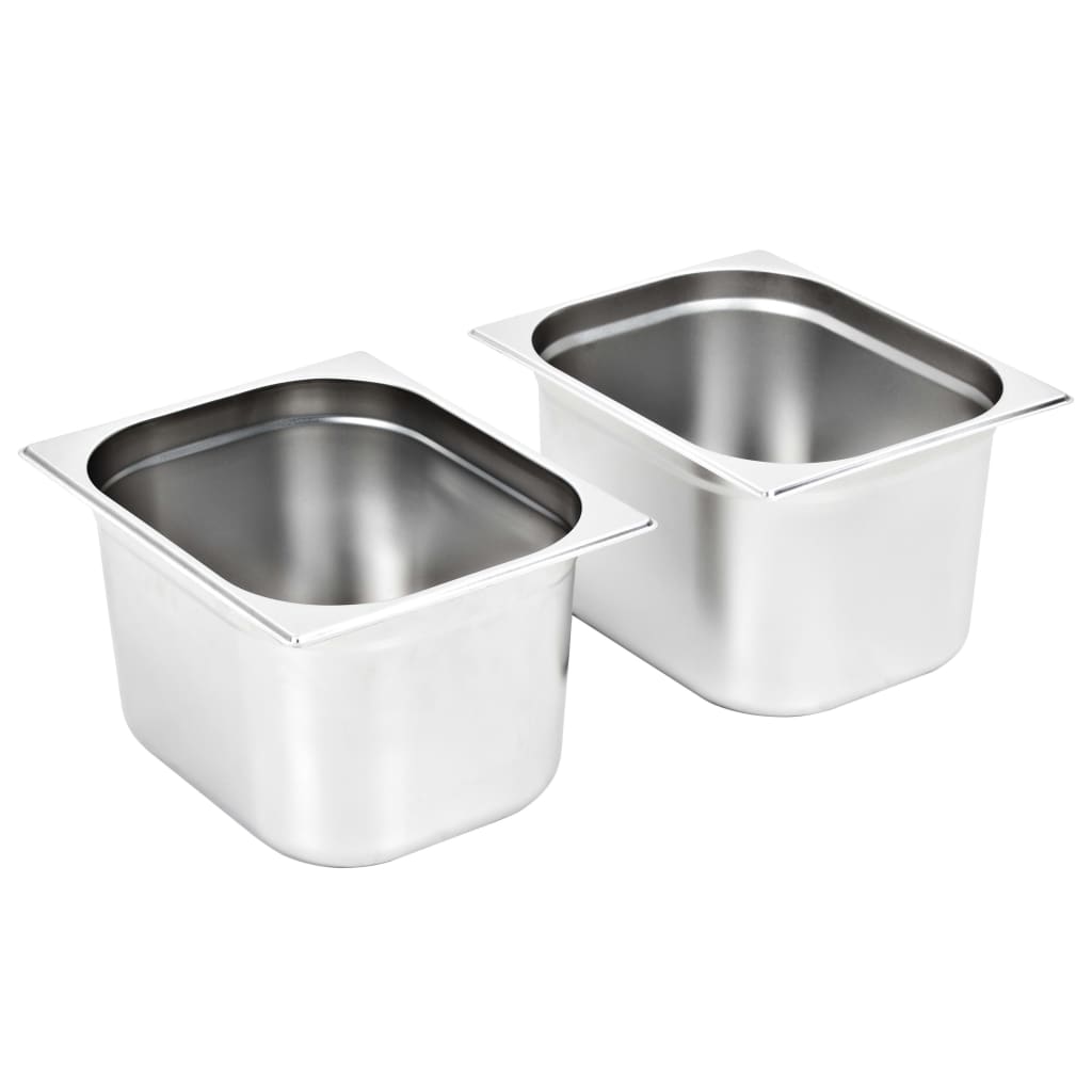 Vidaxl Gastronormbakken 2 PC GN 1 2 200 mm z nerezové oceli