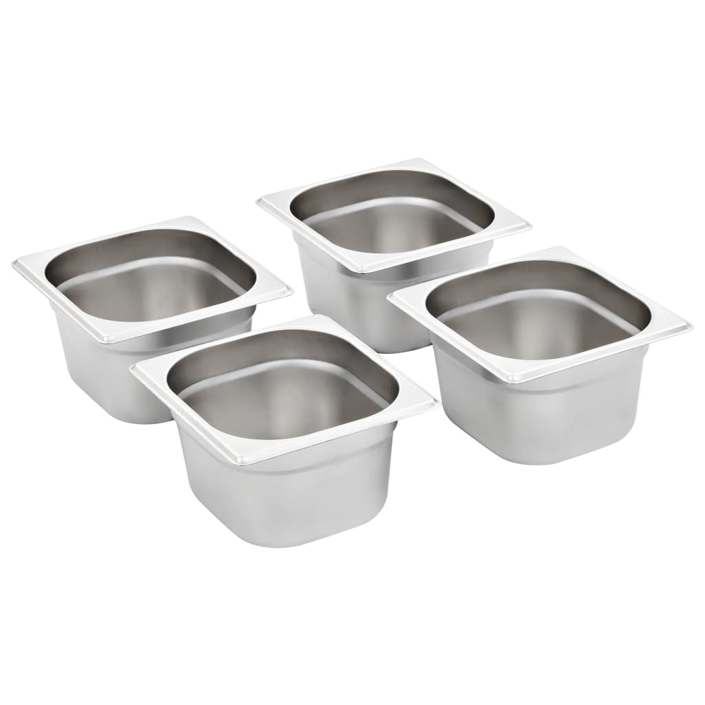 Vidaxl Gastronormbakken 12 PC GN 1 6 100 mm rostfritt stål