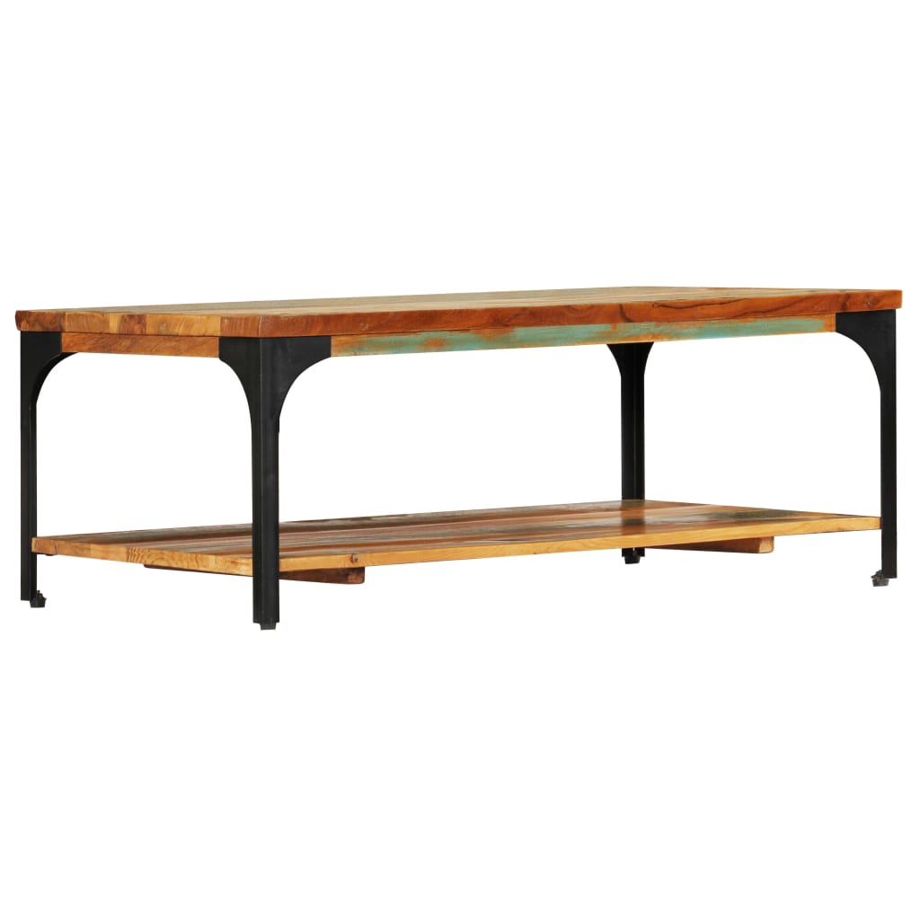 Vidaxl salontafel met schap 100x60x35 cm massief gerecycled hout