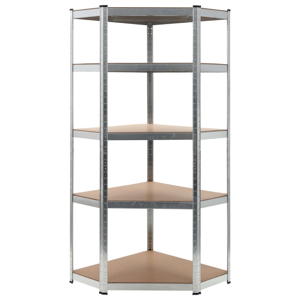 Vidaxl corner rack 5-layer steel and processed wood silver colored