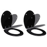 Vidaxl Toilettensitz mit weicher Abdeckung 2 ST MDF Schwarz