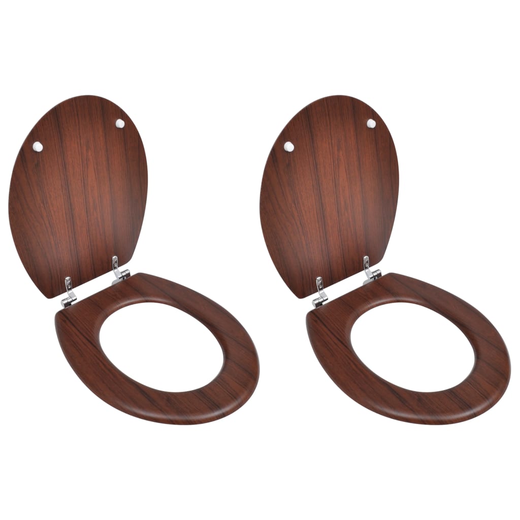 Vidaxl toilet seats with lids 2 st mdf brown