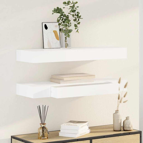 Vidaxl wandplanken zwevend met lades 2 st 80 cm wit