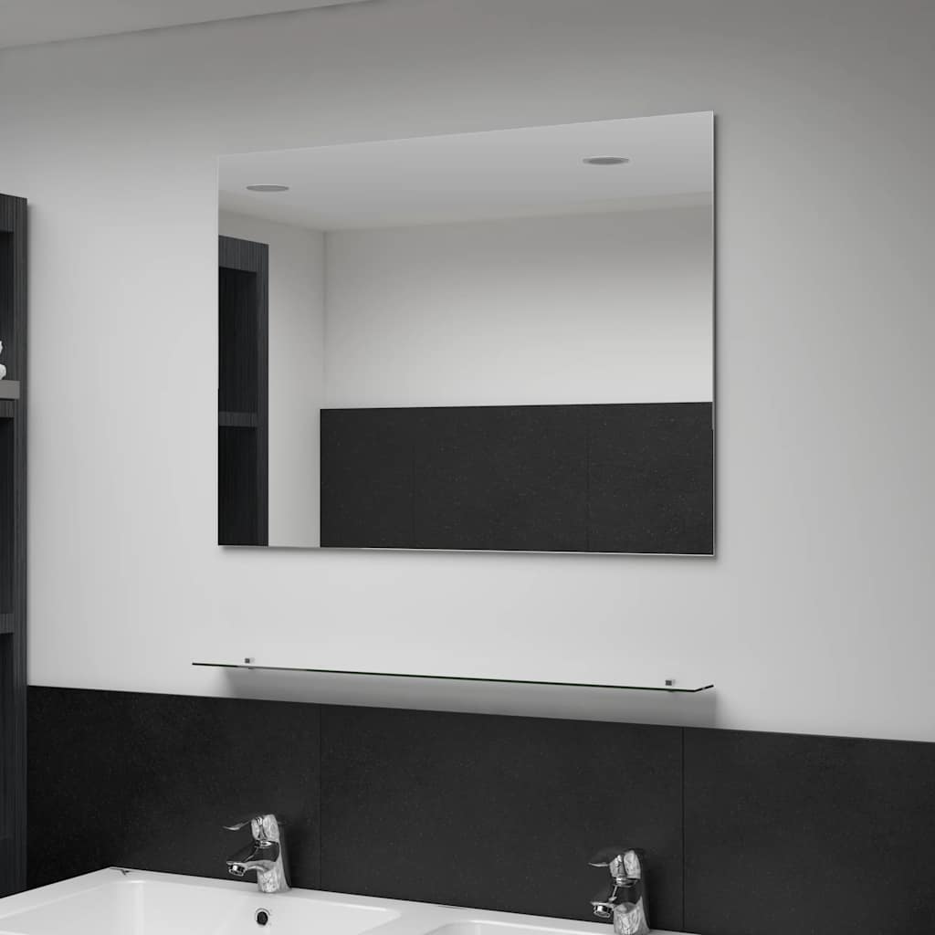 Vidaxl -Wandspiegel mit Regal 80x60 cm gehärtetes Glas