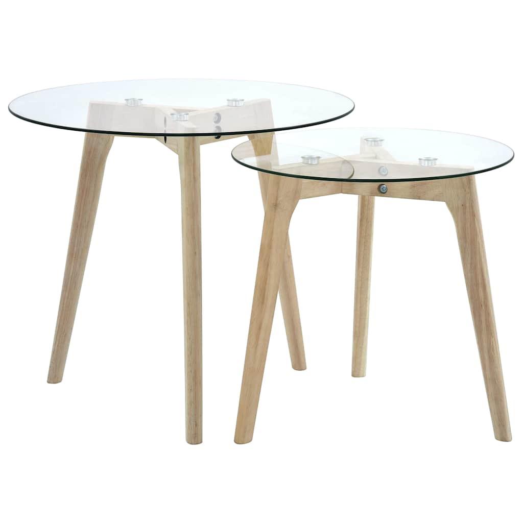 Vidaxl 2-delige bijzettafelset gehard glas