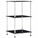 Vidaxl kastje 3-laags 40x40x67 cm gehard glas zwart