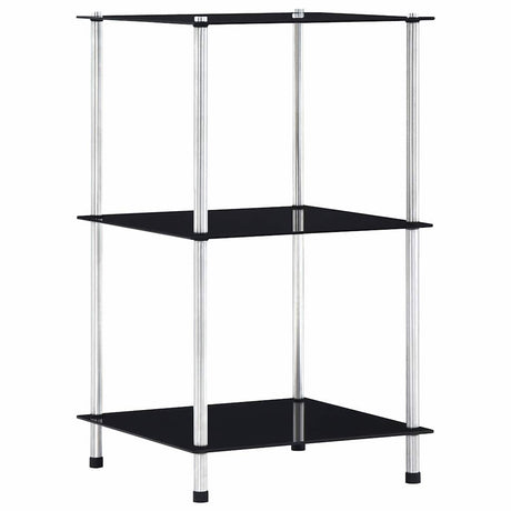 Vidaxl kastje 3-laags 40x40x67 cm gehard glas zwart