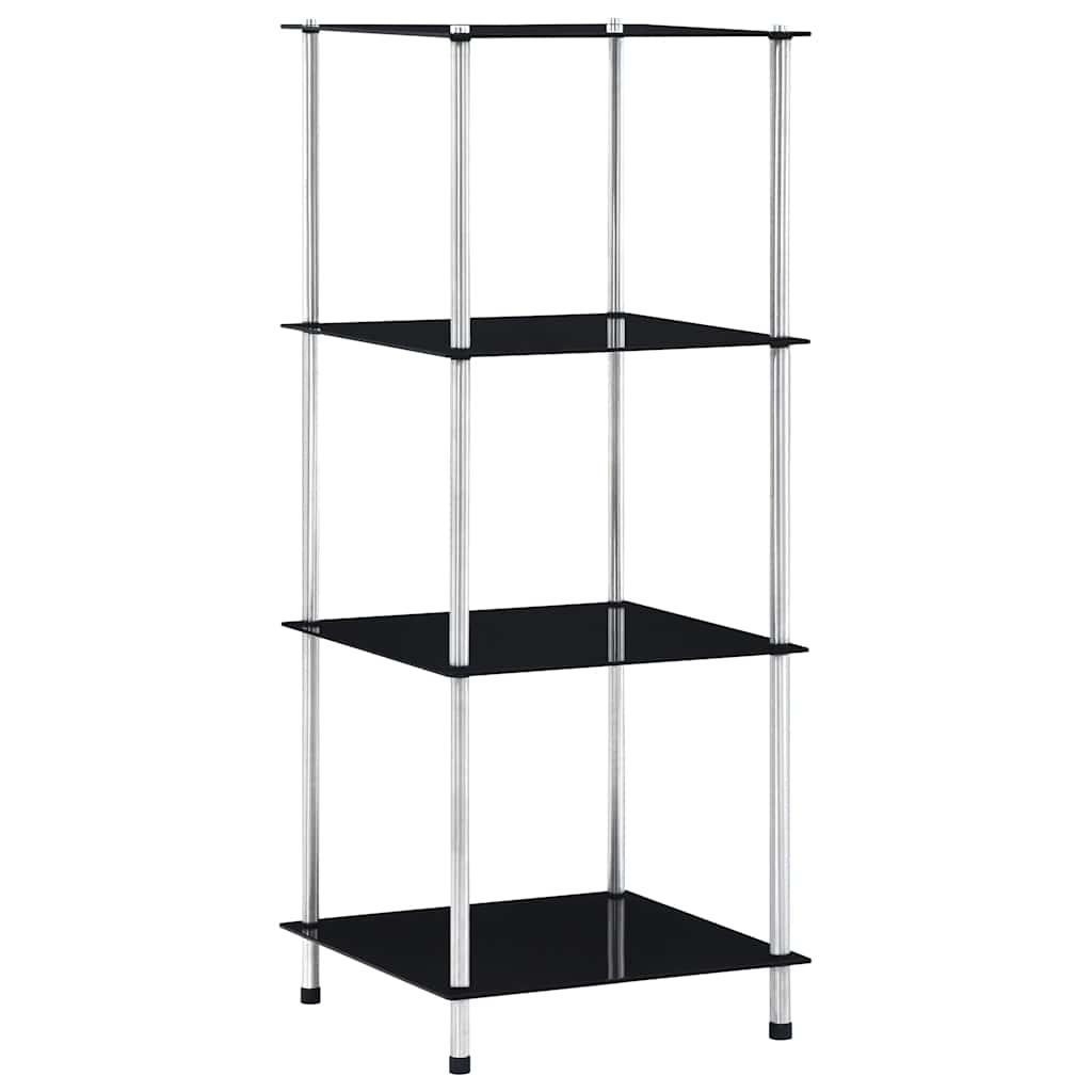 Vidaxl kastje 4-laags 40x40x100 cm gehard glas zwart