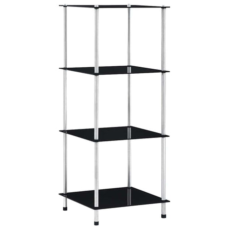 Vidaxl kastje 4-laags 40x40x100 cm gehard glas zwart
