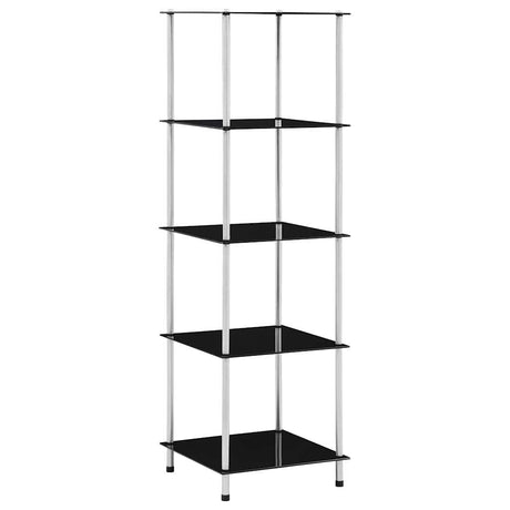 Vidaxl kastje 5-laags 40x40x130 cm gehard glas zwart