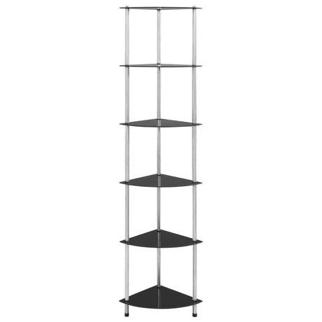 Vidaxl kastje 6-laags 30x30x160 cm gehard glas zwart