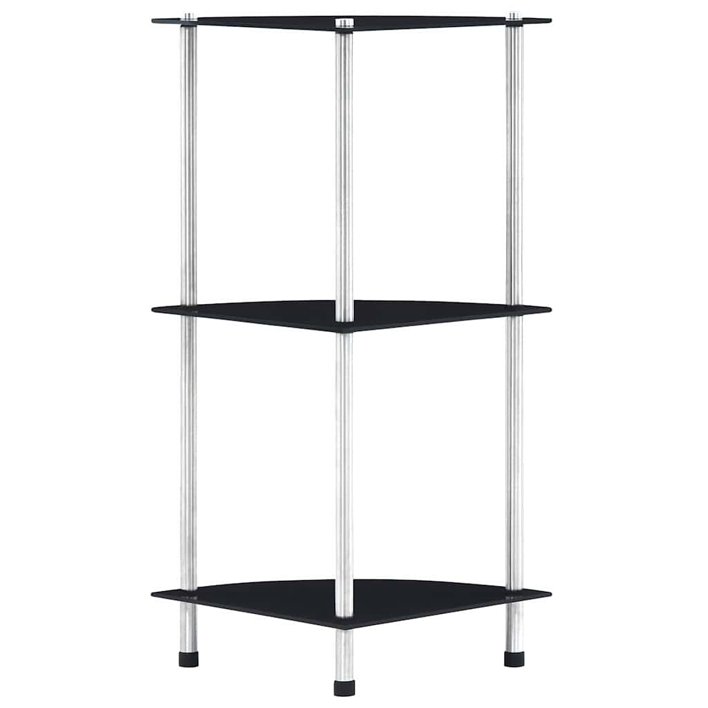 Vidaxl kastje 3-laags 30x30x67 cm gehard glas zwart
