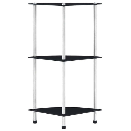 Vidaxl kastje 3-laags 30x30x67 cm gehard glas zwart
