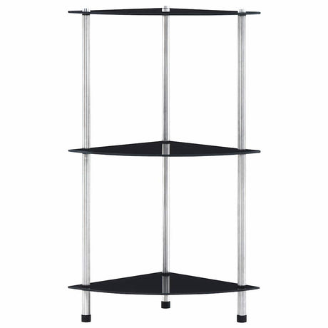 Vidaxl kastje 3-laags 30x30x67 cm gehard glas zwart