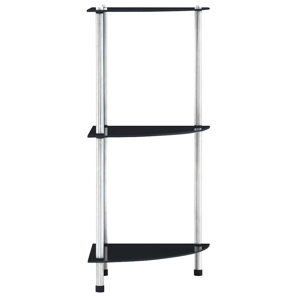 Vidaxl kastje 3-laags 30x30x67 cm gehard glas zwart
