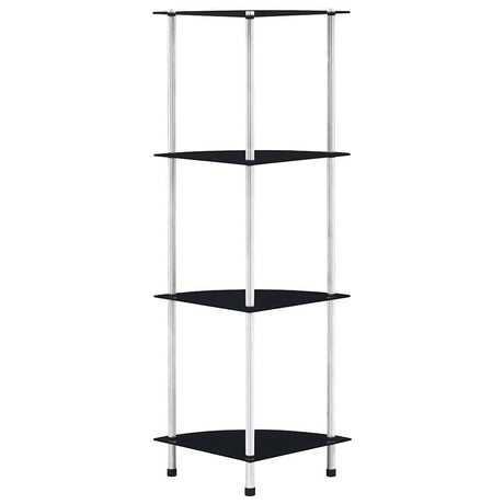 Vidaxl kastje 4-laags 30x30x100 cm gehard glas zwart