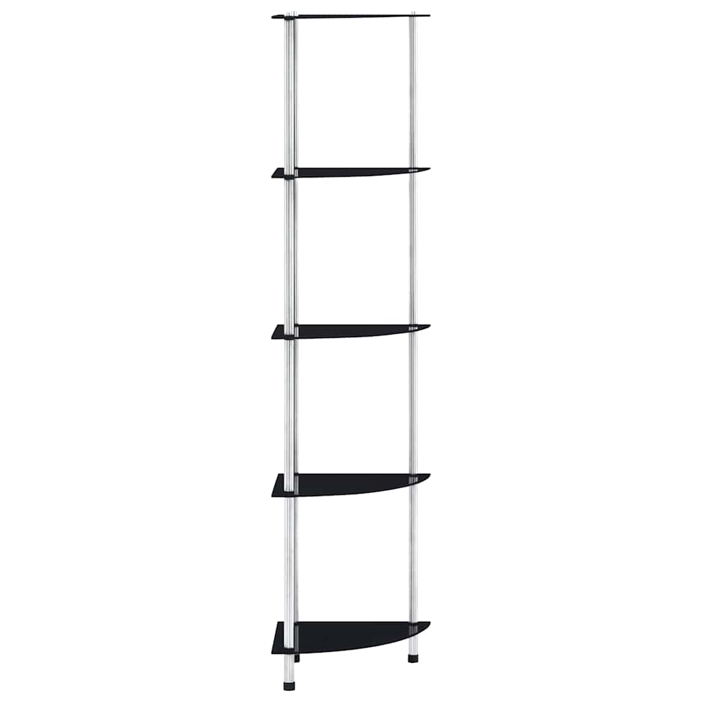 Vidaxl kastje 5-laags 30x30x130 cm gehard glas zwart