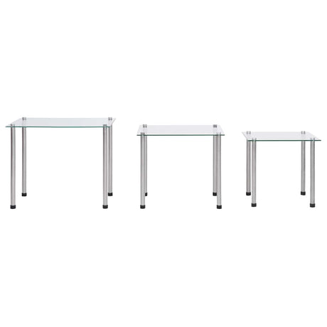 Vidaxl 3-delige tafeltjesset gehard glas transparant