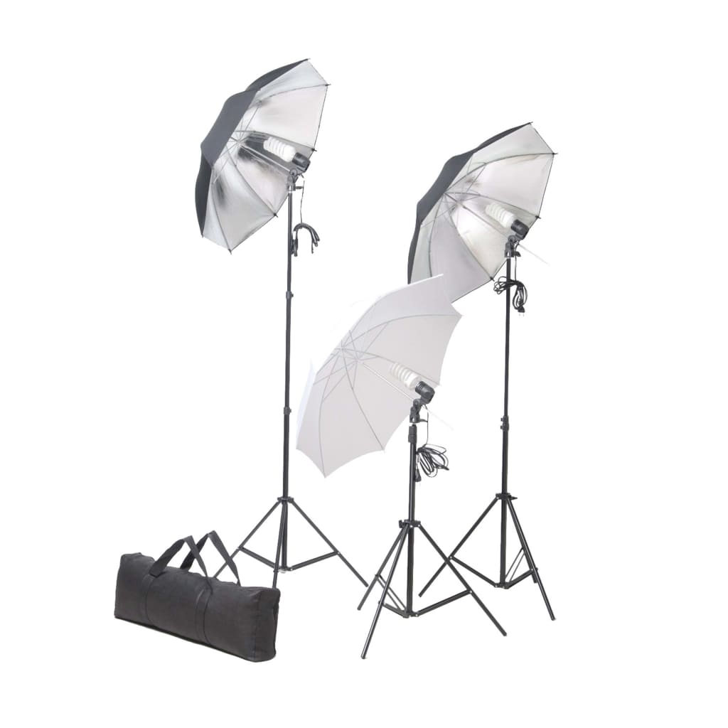 Vidaxl Studio Lighting Set 24 watt, y compris les stands et les parapluies