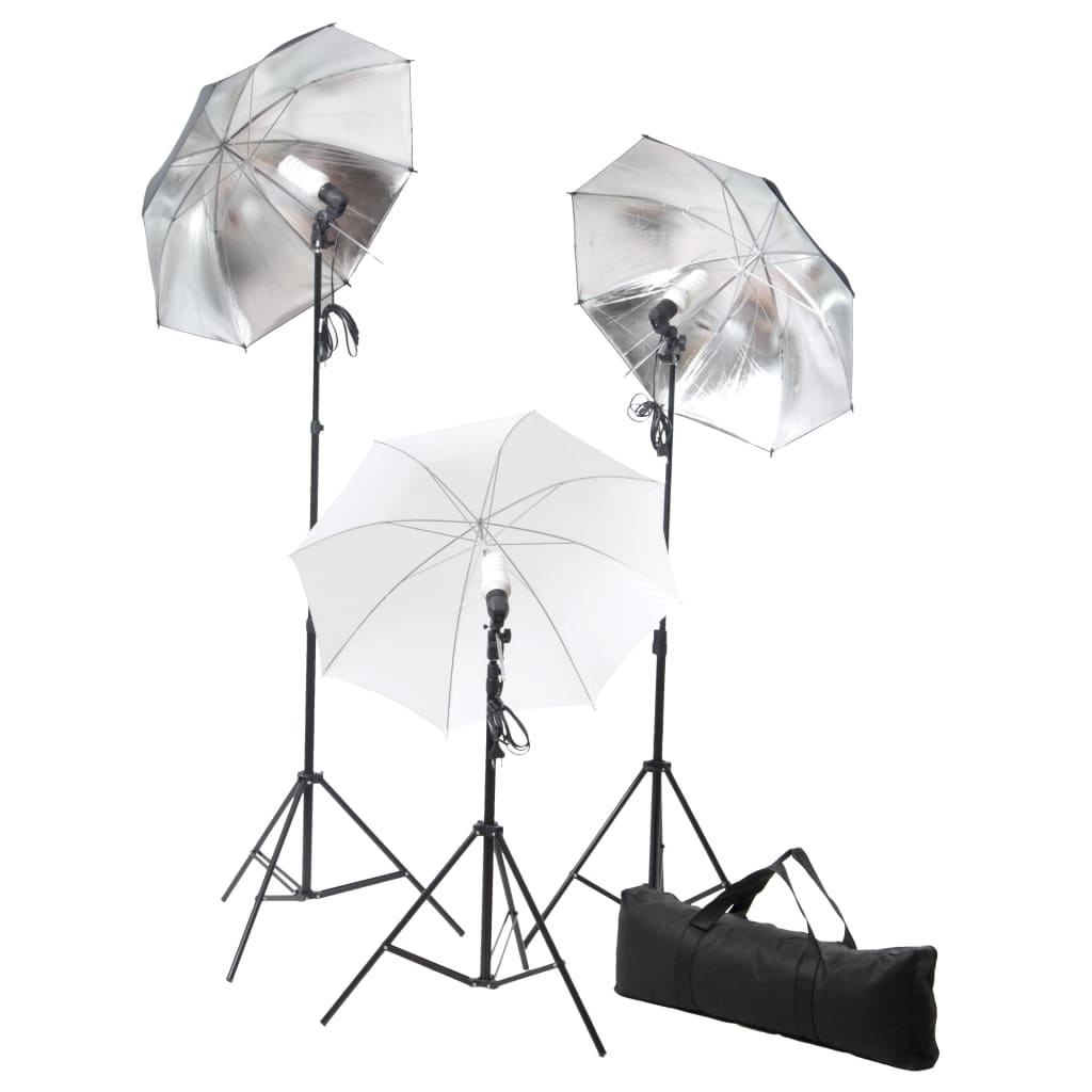 Vidaxl Studio Lighting Set 24 watt, y compris les stands et les parapluies