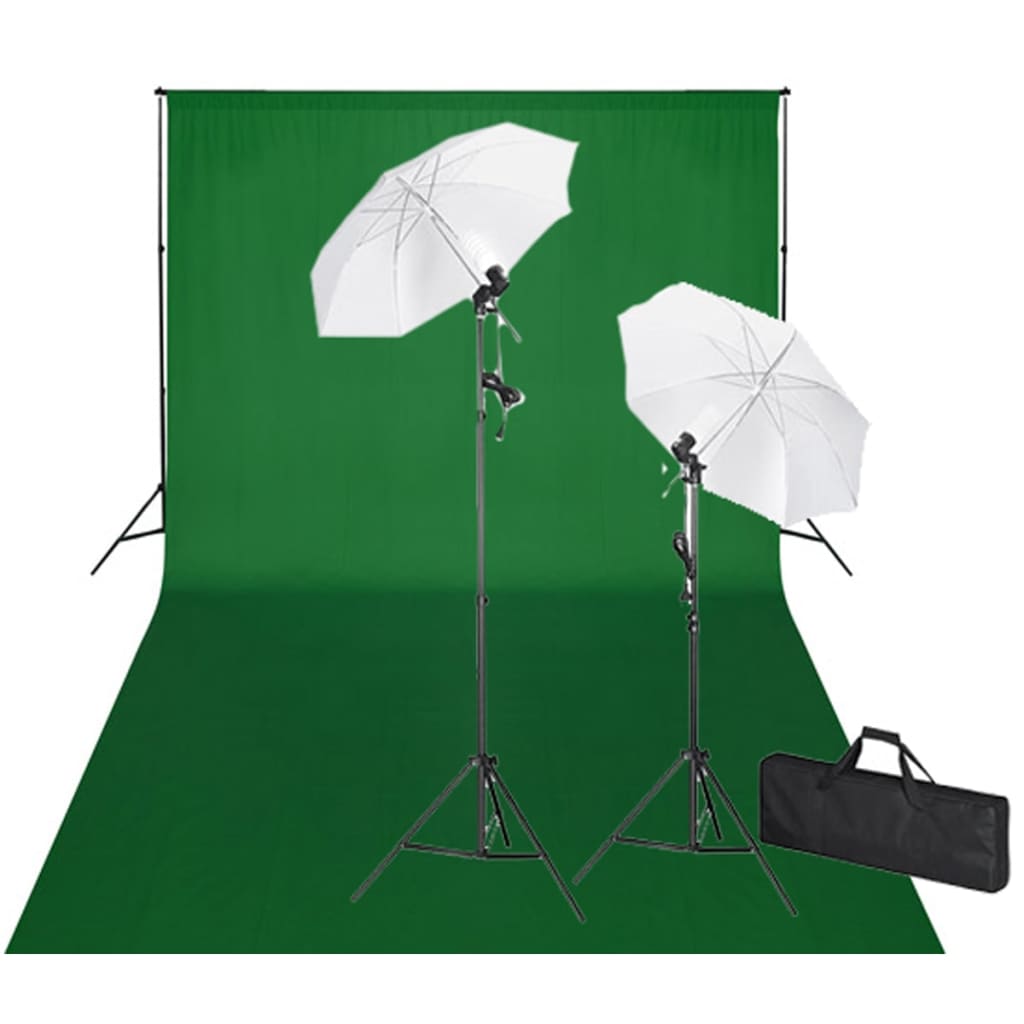 Vidaxl Studio set with green background and lamps 600x300 cm