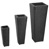 Vidaxl Planilniki so vzgajali 3 St Poly Rattan Black