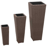 VIDAXL -Pflanzer erhöhten 3 St. Poly Rattan Brown